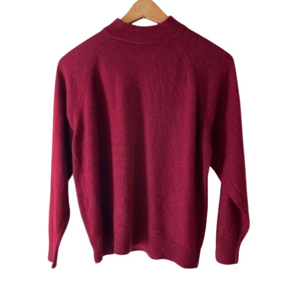 Maroon Mock‎ Neck Sweater LARGE Petite Vintage VTG Designers Originals Deep Red - Picture 1 of 6